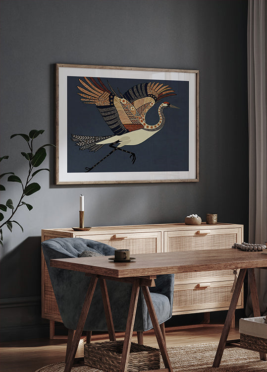 Flying Crane Poster - Posterbox