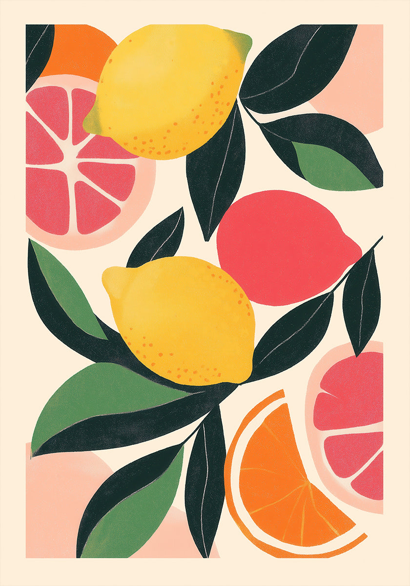 Citrus Fruit Illustration Plakat - Posterbox