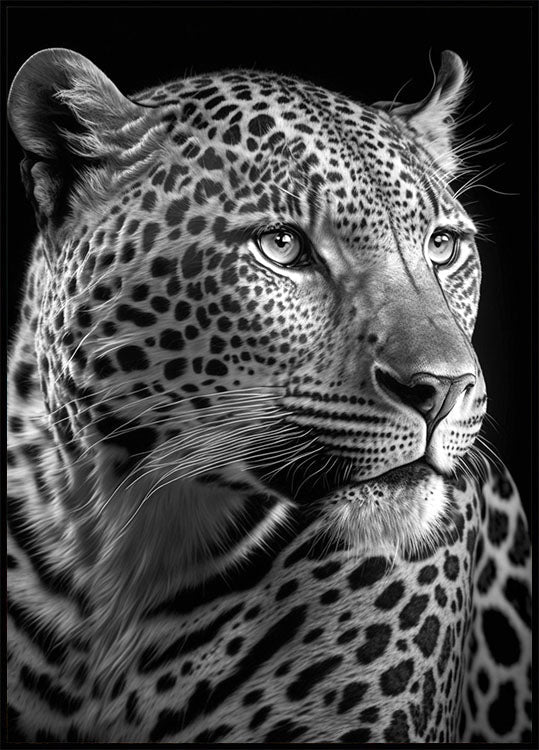 Black White Leopard Plakat - Posterbox.no