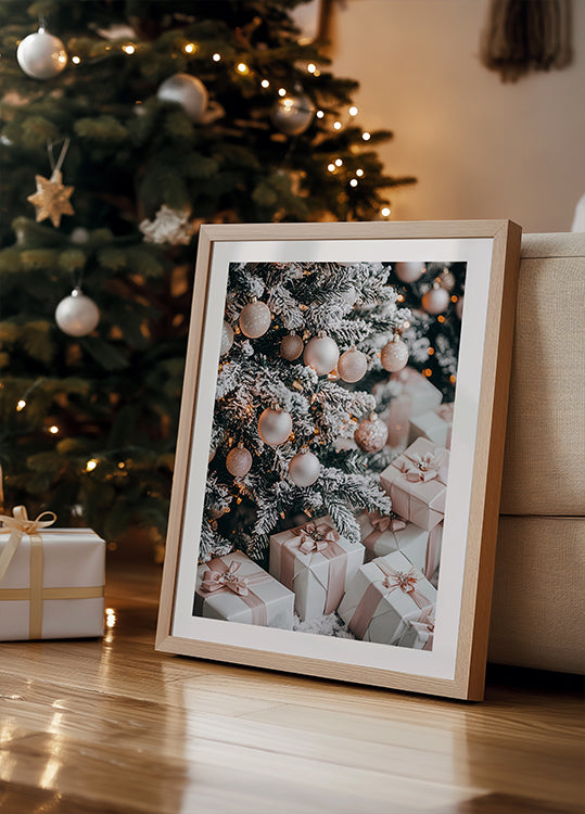 a picture of a christmas tree with presents under it