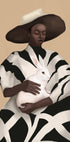 Woman In Stripes Holding a White Rabbit (NEW) - Posterbox