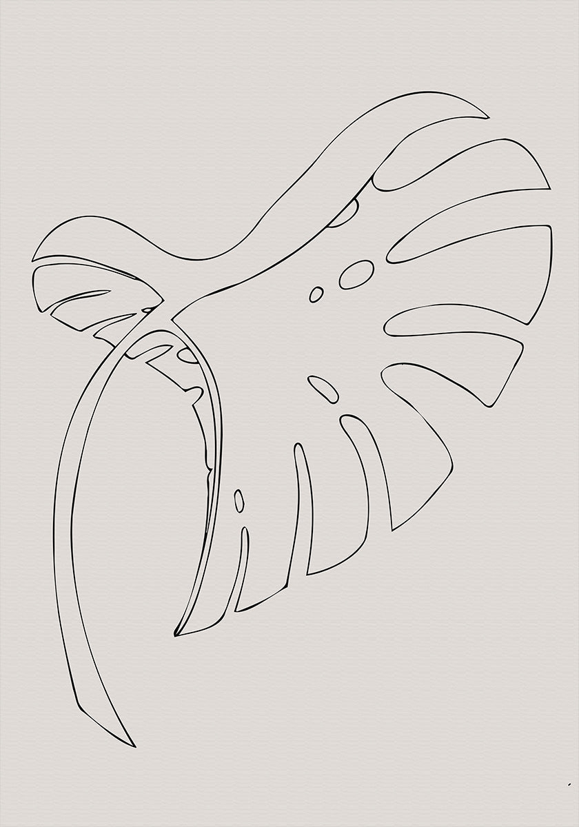 Monstera Bent Beige Plakat