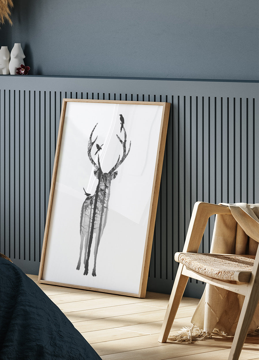 Deer And Birds Plakat - Posterbox.dk