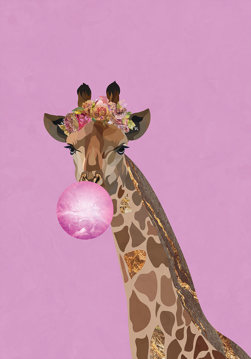 Giraffe pink bubblegum Plakat