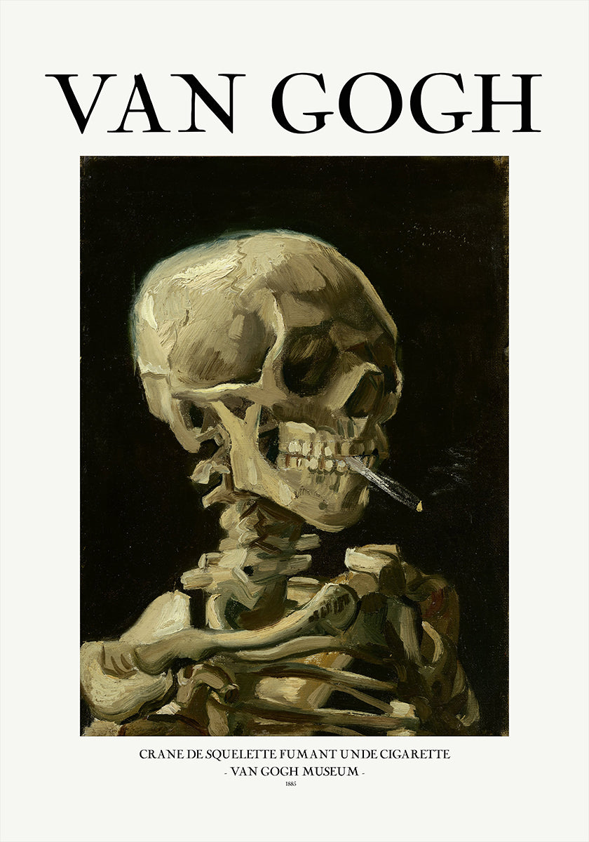 Head of a skeleton with a burning cigarette Plakat