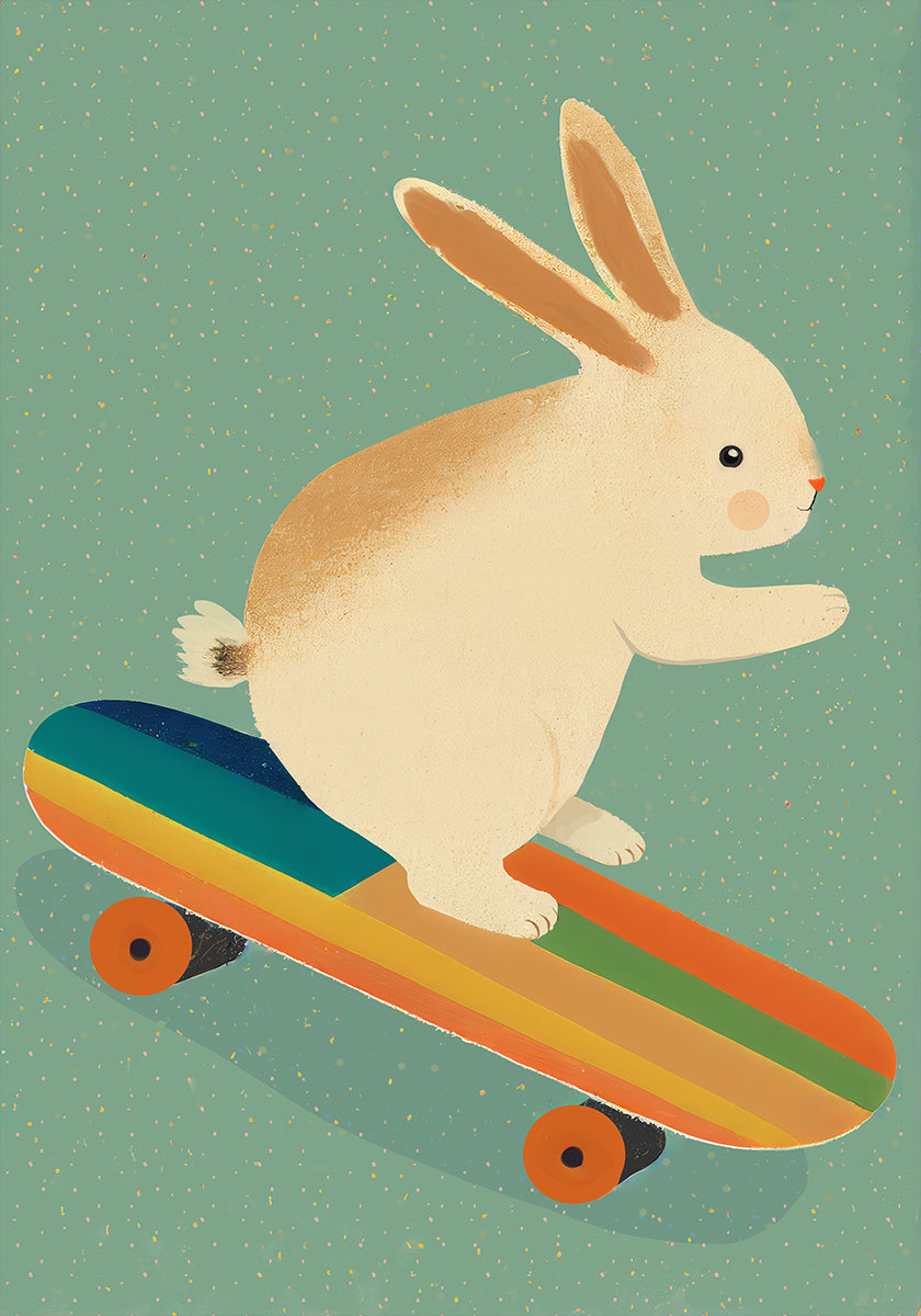 Skateboarding Bunny Plakat