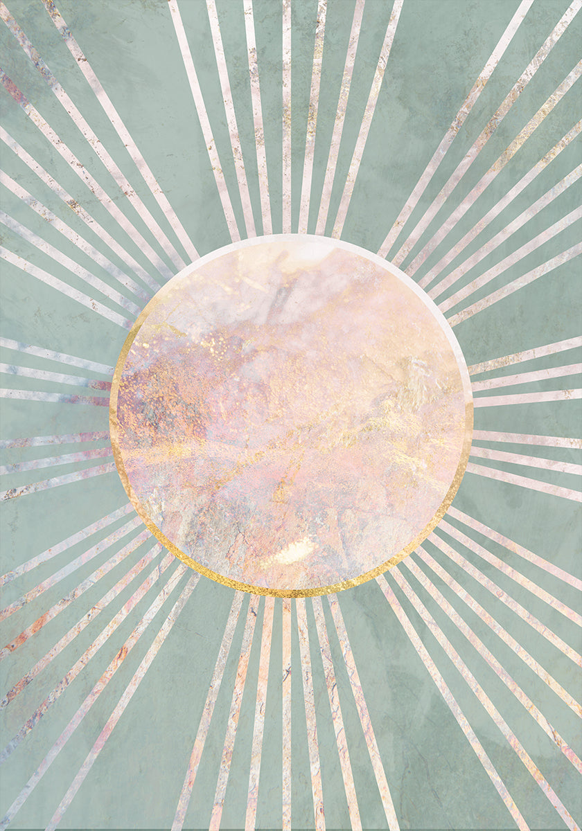 Sage Green Boho Sun Rays Plakat