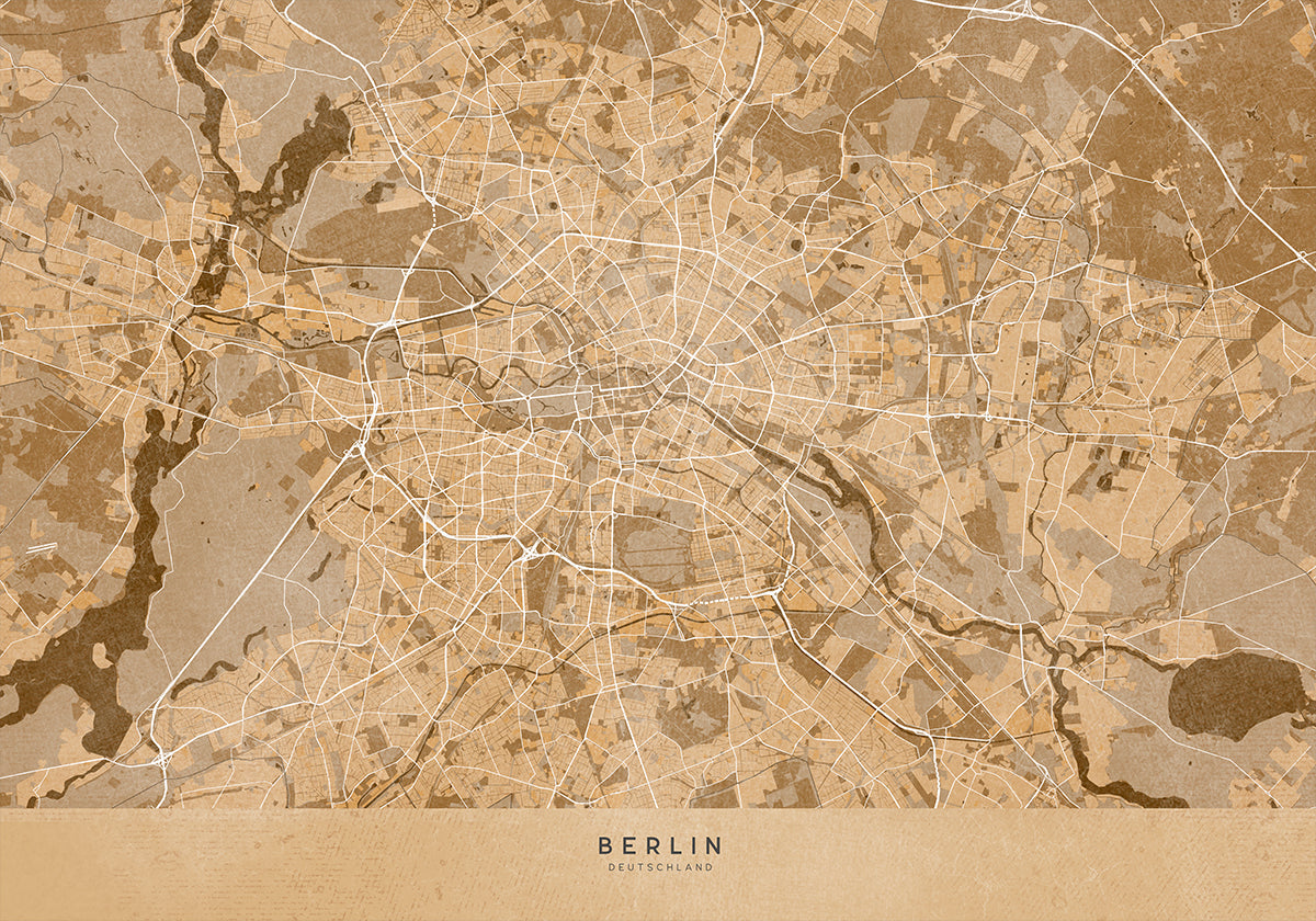 Sepia vintage map of Berlin in Germany Plakat