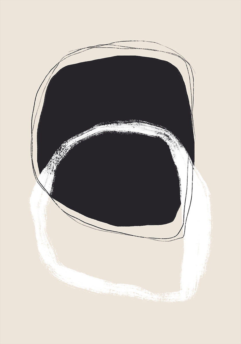 Black And White Shapes With Fluid Lines - Posterbox