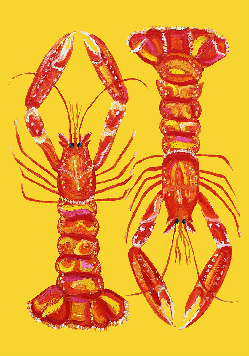 Langoustines On Yellow Plakat