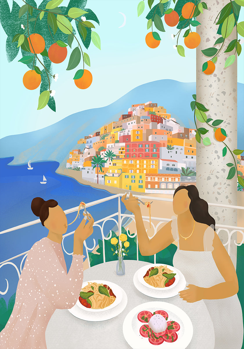 Girls in Positano Plakat