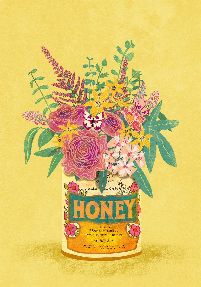 Flowers In a vintage Honey Can