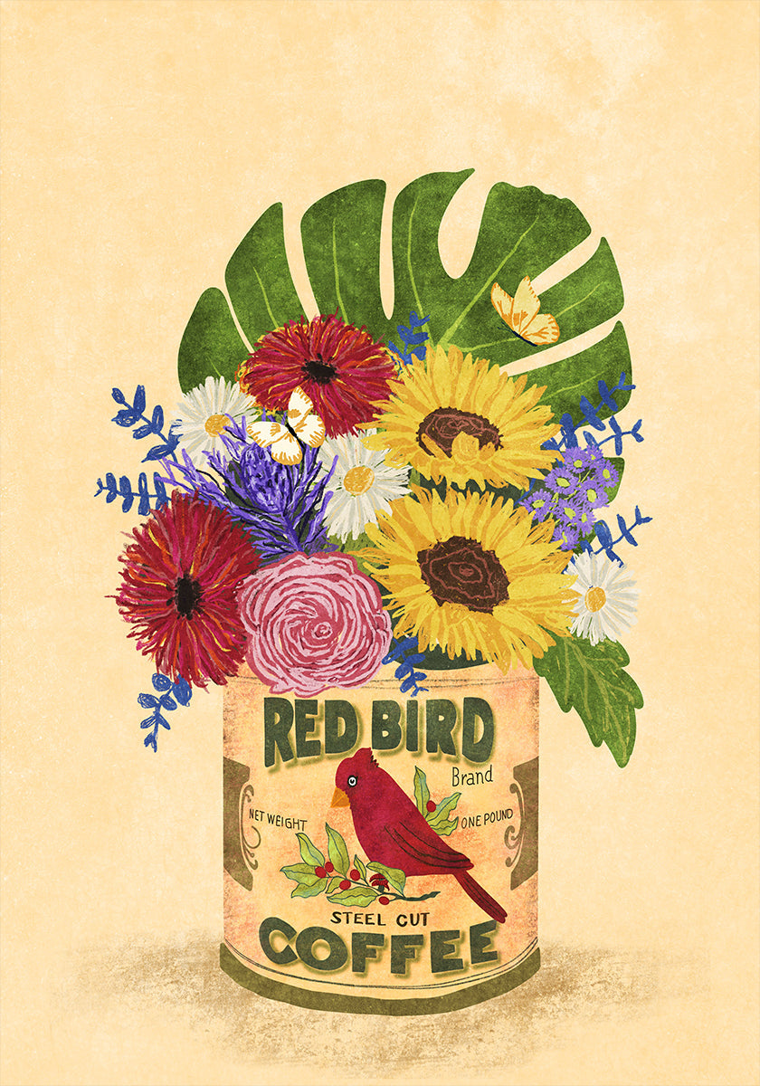 Flowers In a Vintage Coffee Can Plakat
