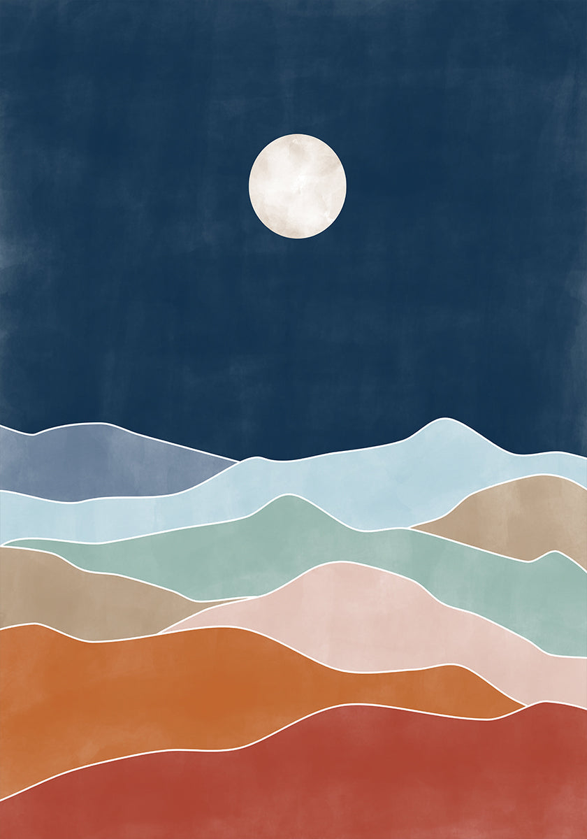 Moonlit Hill Scape  Plakat