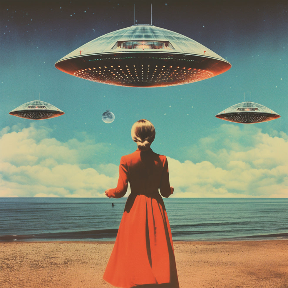 UFO Skies Collage Art Plakat