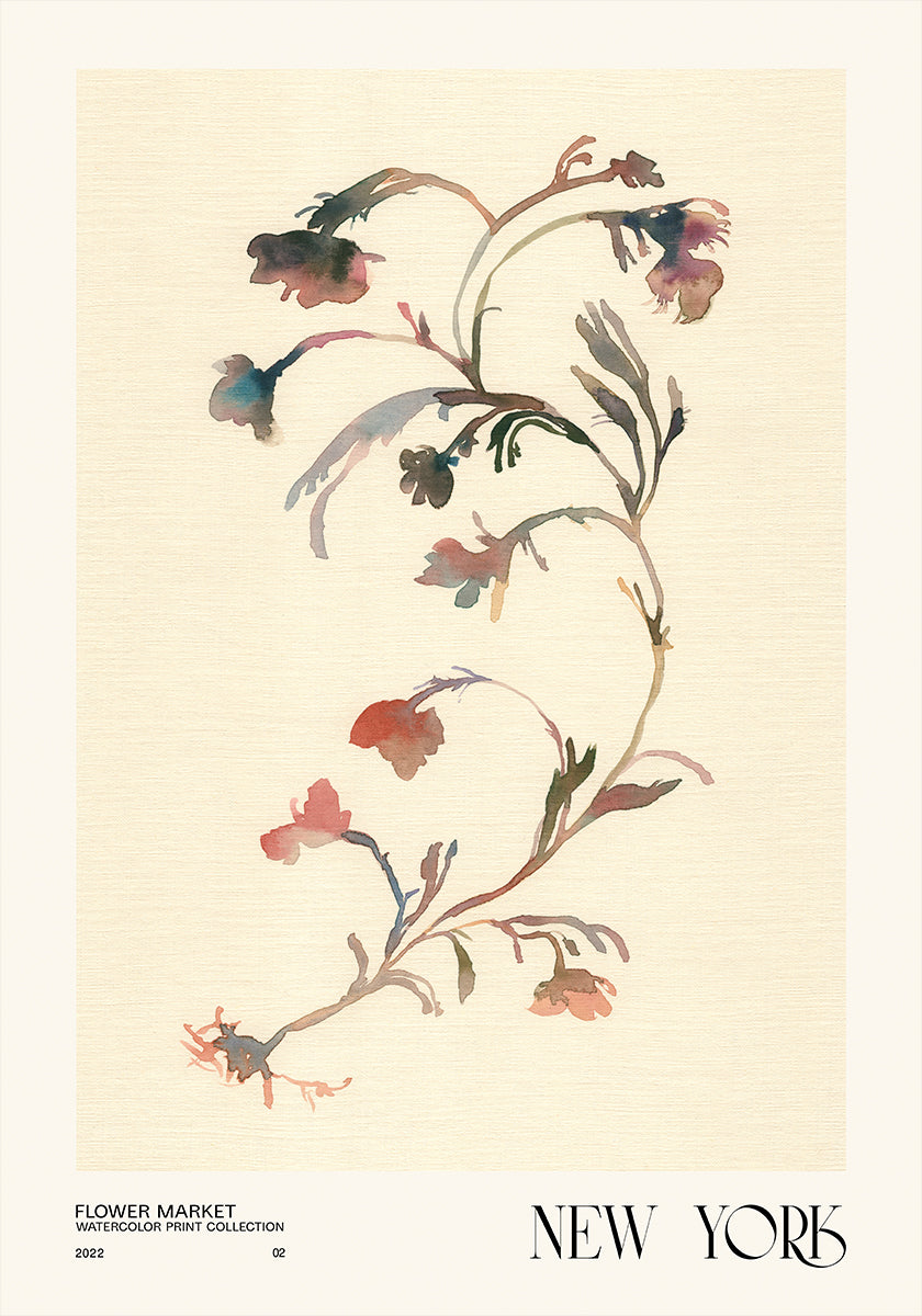 Watercolor print collection. Flower market - New York