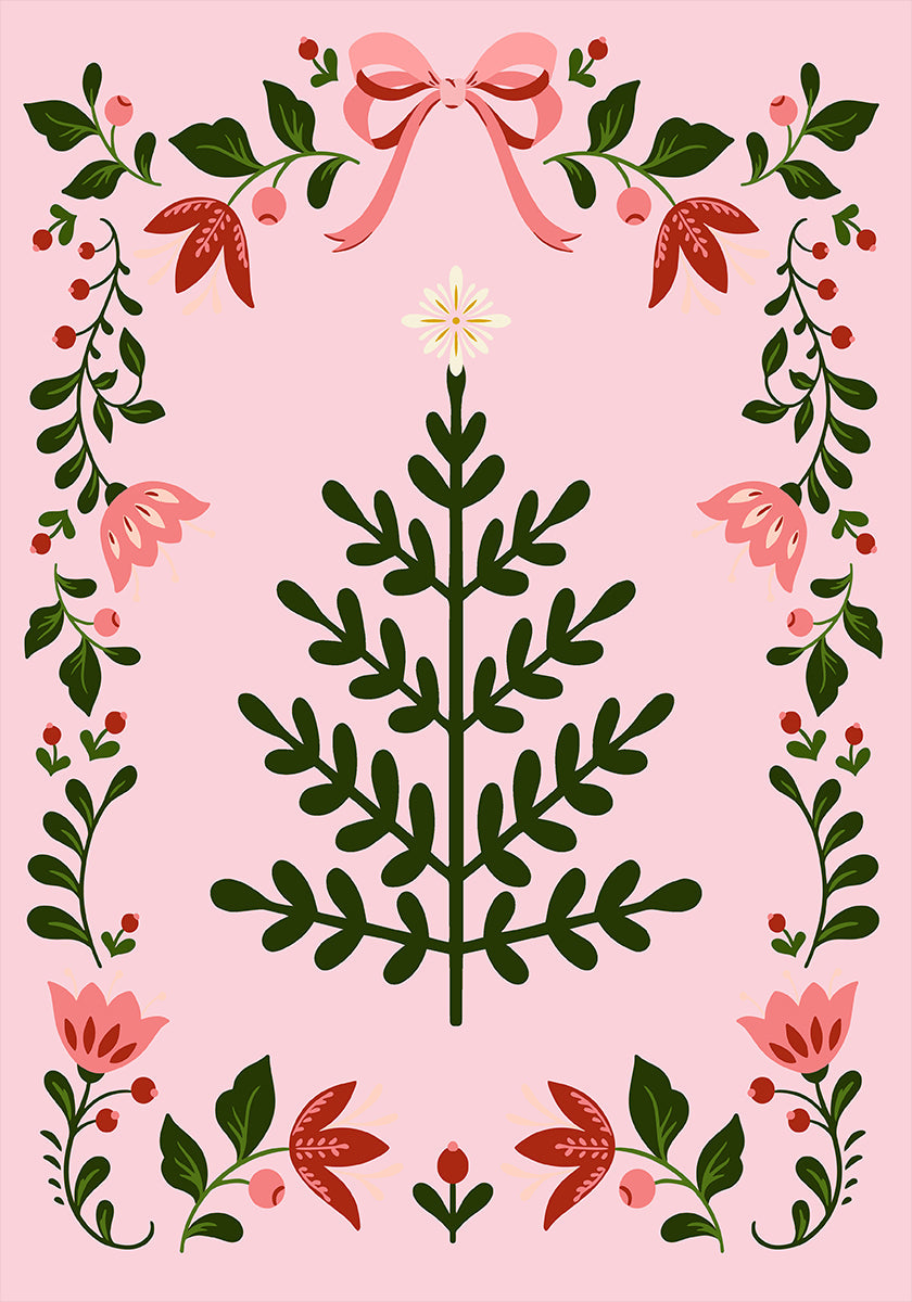 Pink Christmas Tree Plakat