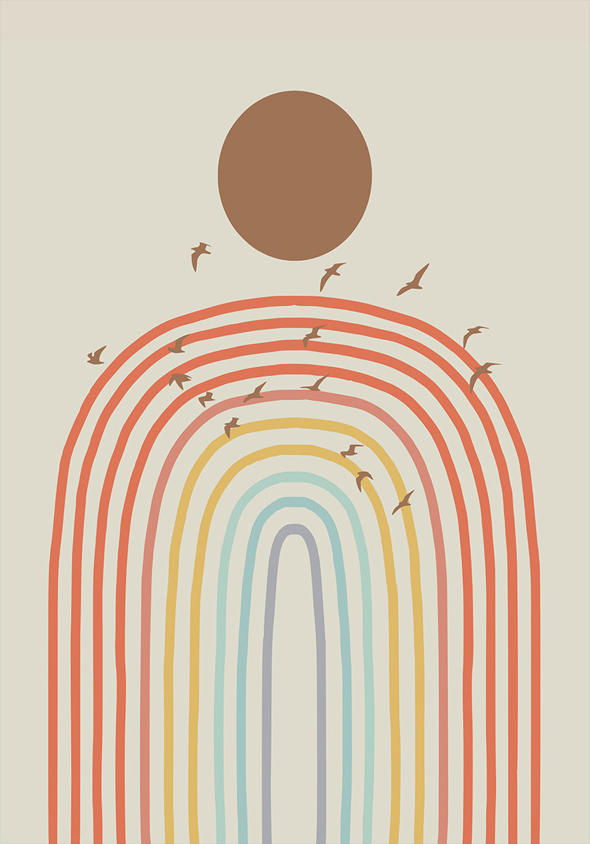 Stylized Rainbow With Layered Pastel Plakat