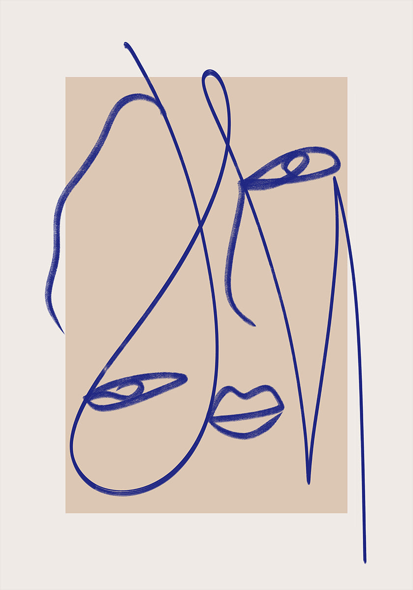 Abstract Blue Line Art Plakat