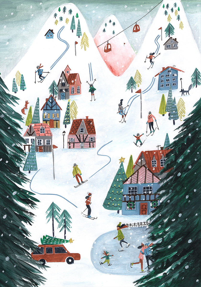 Nordic Skiing in the mountains at Christmas Plakat