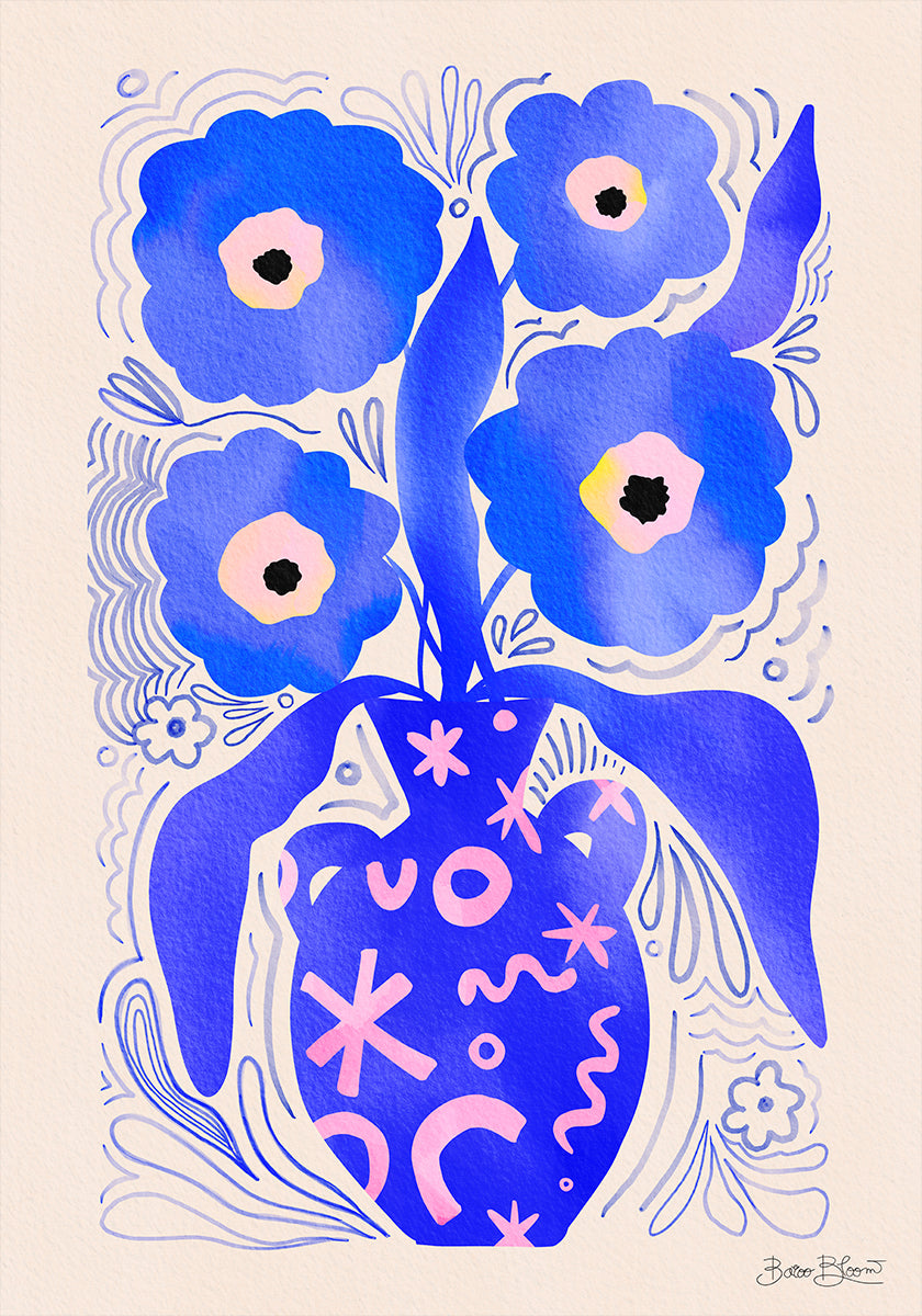 Blue Flowers Matisse Homage Plakat
