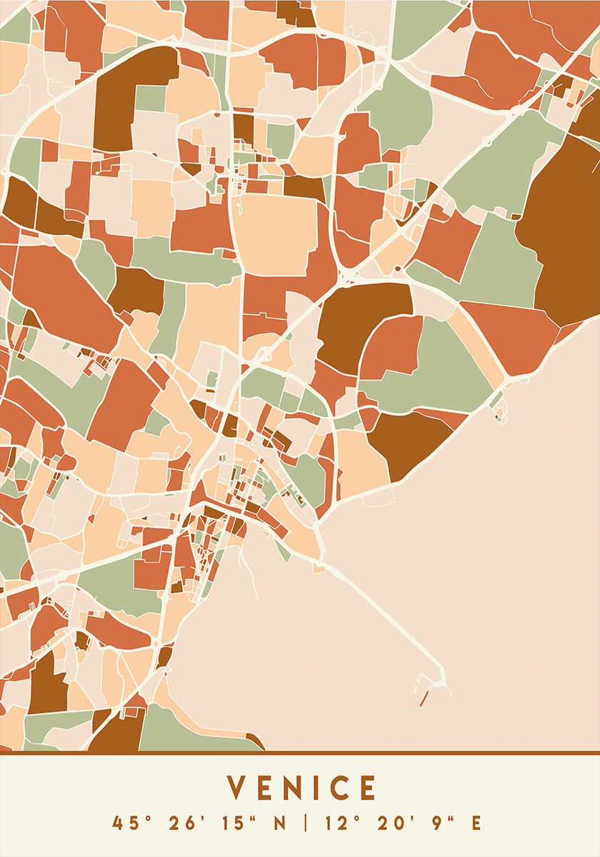 Black Maps Earth Tones 91 Plakat