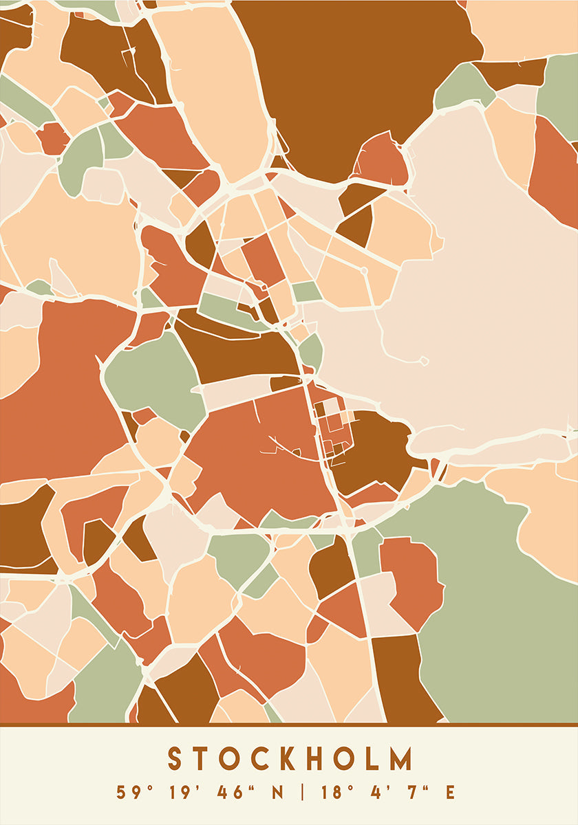 Black Maps Earth Tones 83 Plakat