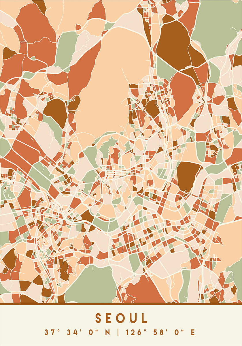 Black Maps Earth Tones 79 Plakat