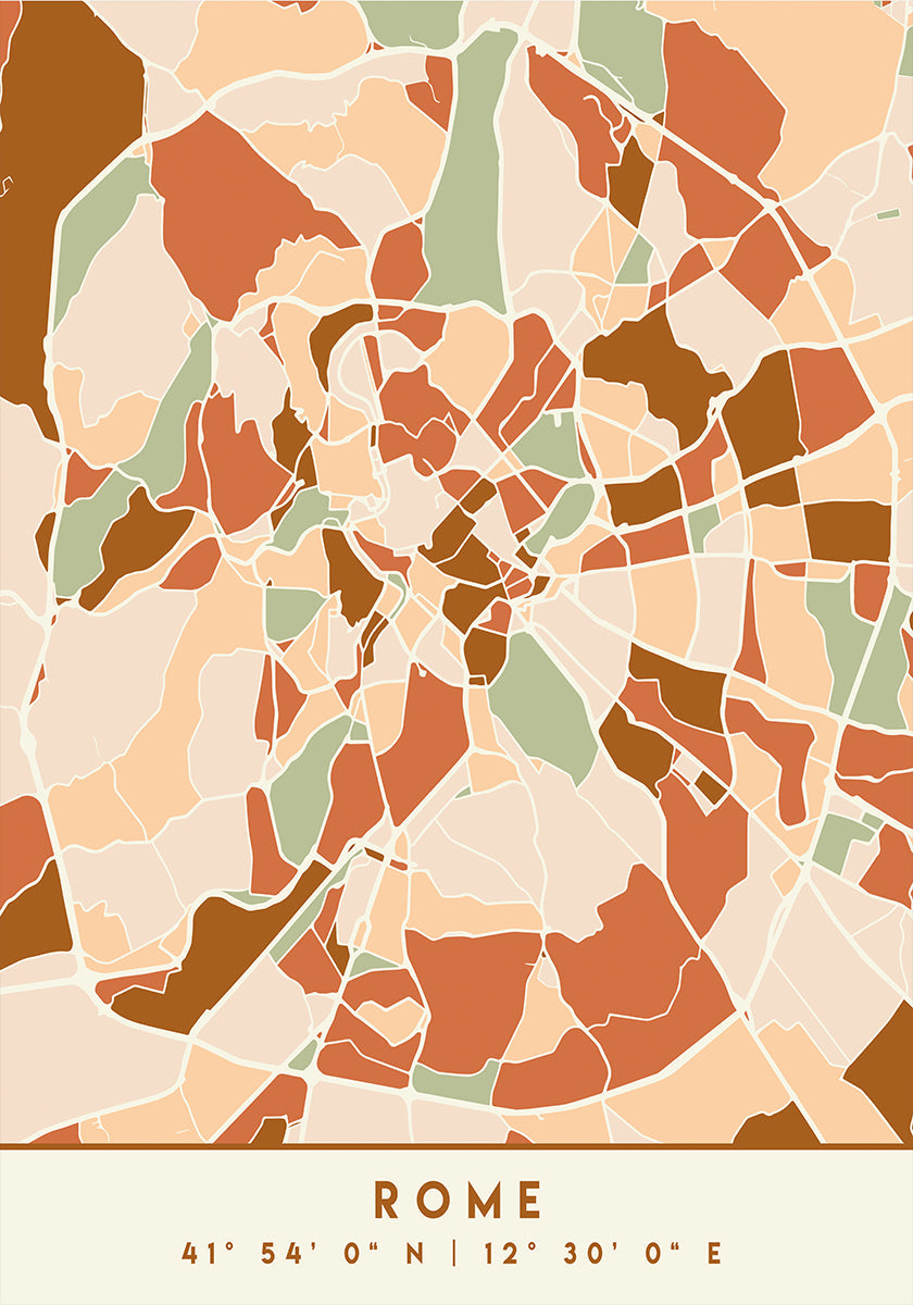 Black Maps Earth Tones 72 Plakat