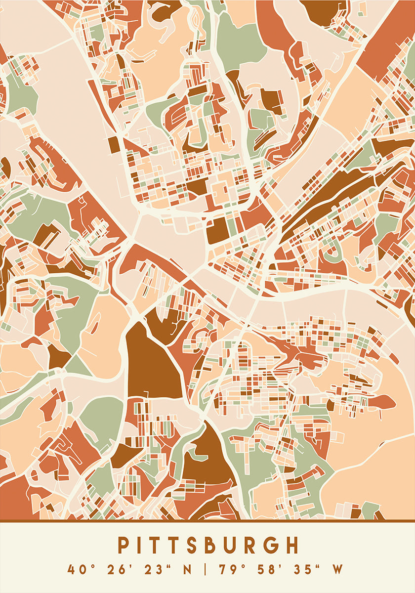 Black Maps Earth Tones 67 Plakat