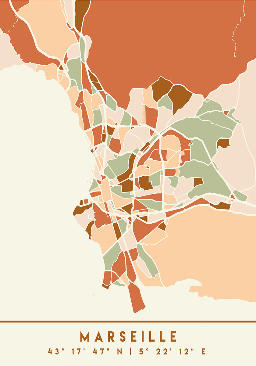 Black Maps Earth Tones 48 Plakat