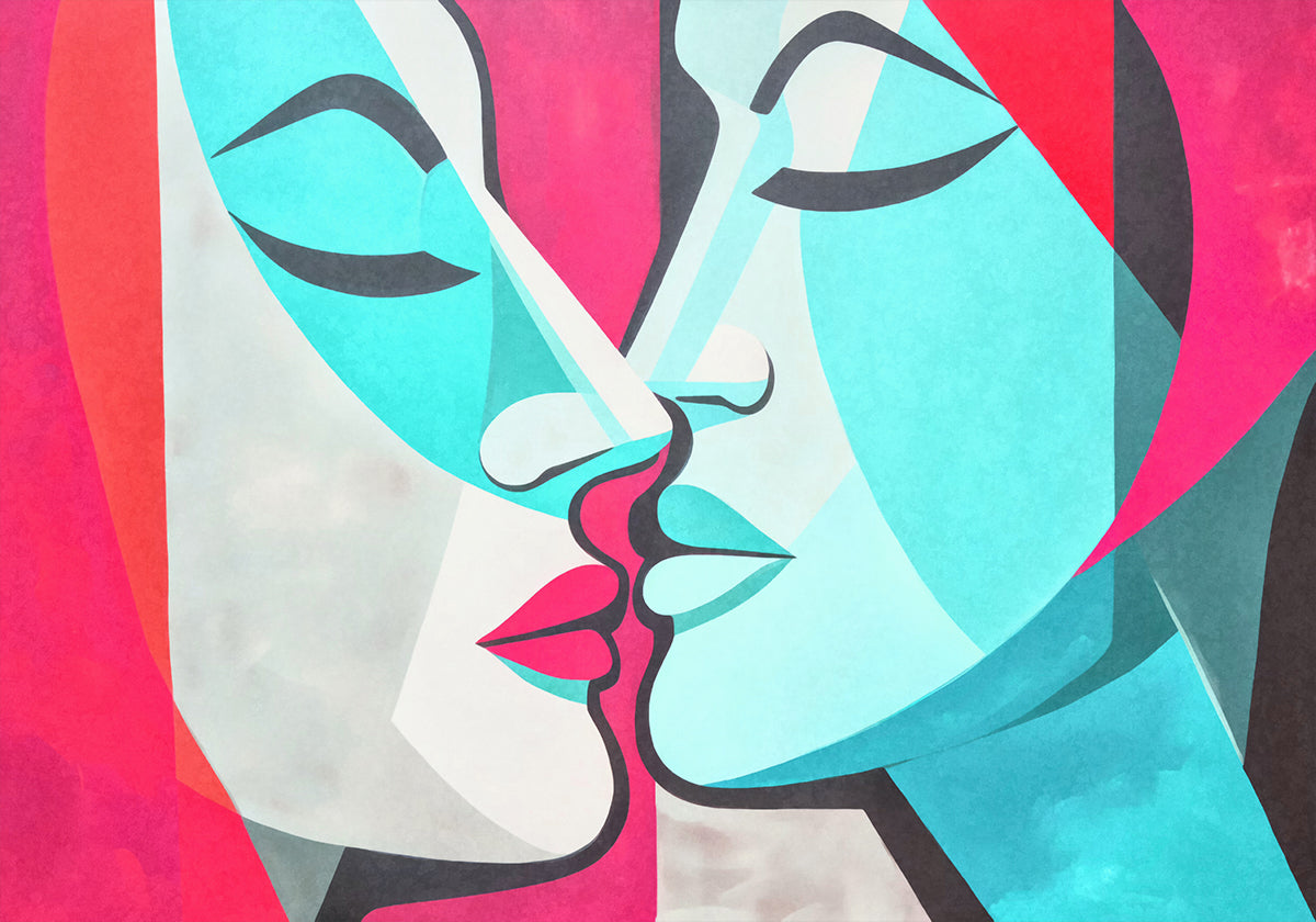 A Kiss Pink Teal Plakat