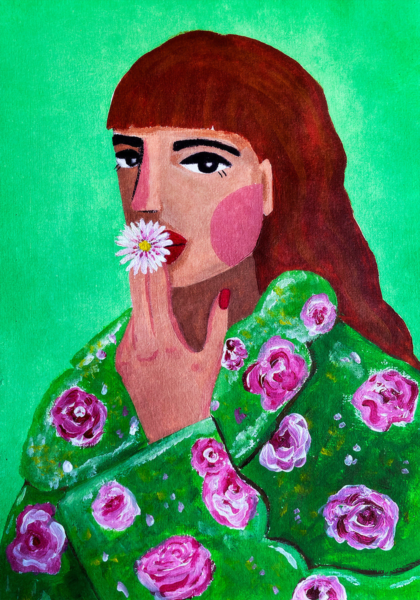 Woman Smoking a Flower Plakat