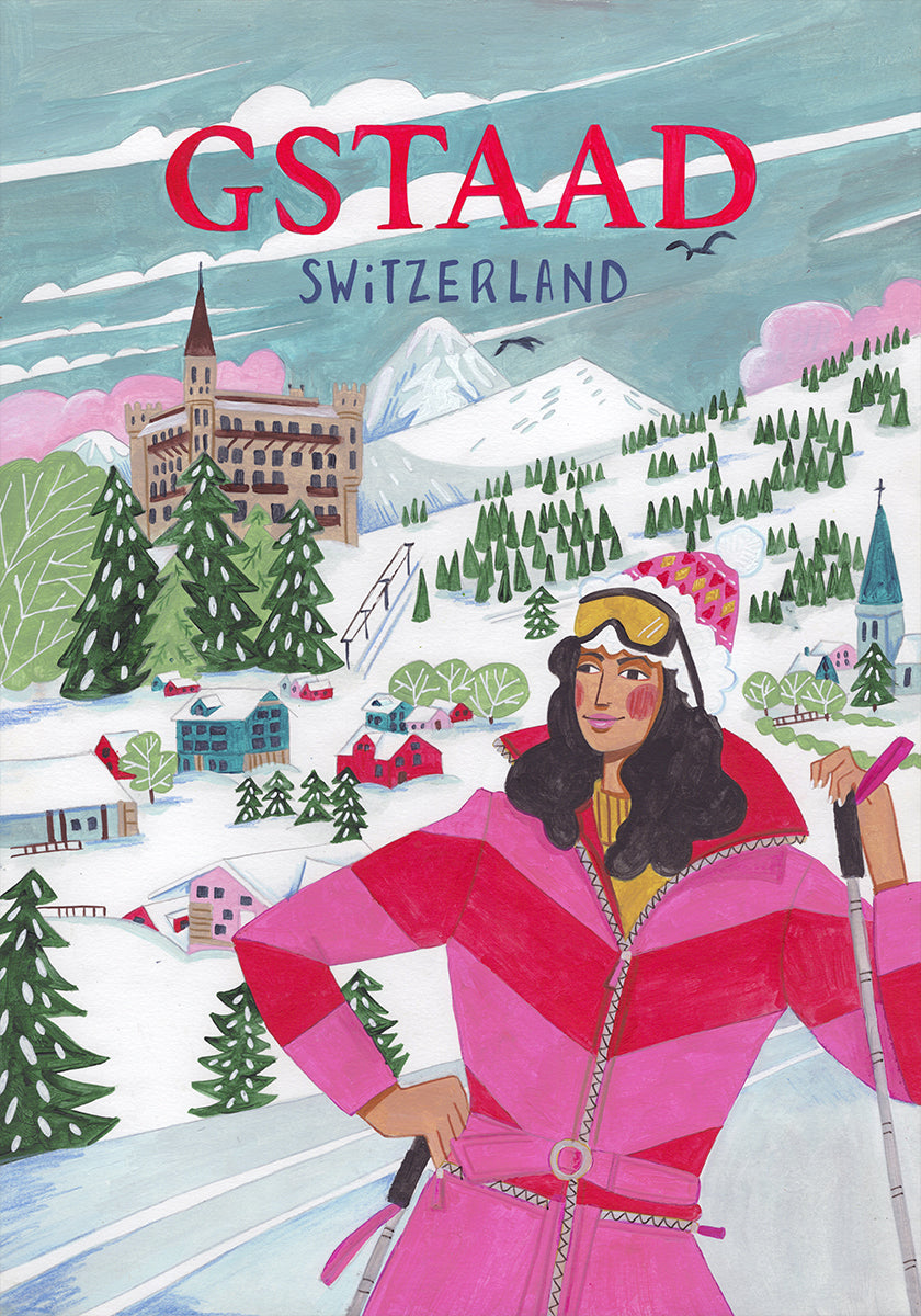 Travel Woman in Gstaad, Switzerland Plakat