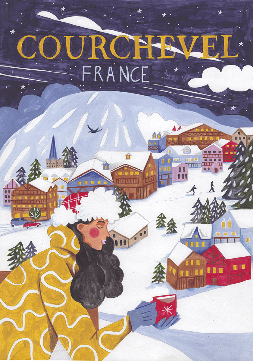 Travel woman in France, Courchevel Plakat