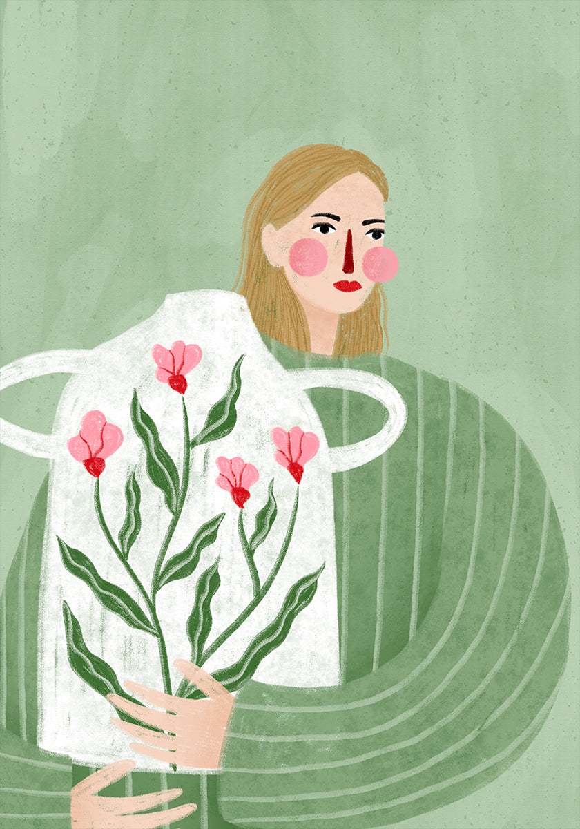 The Woman With Pink Vase Plakat