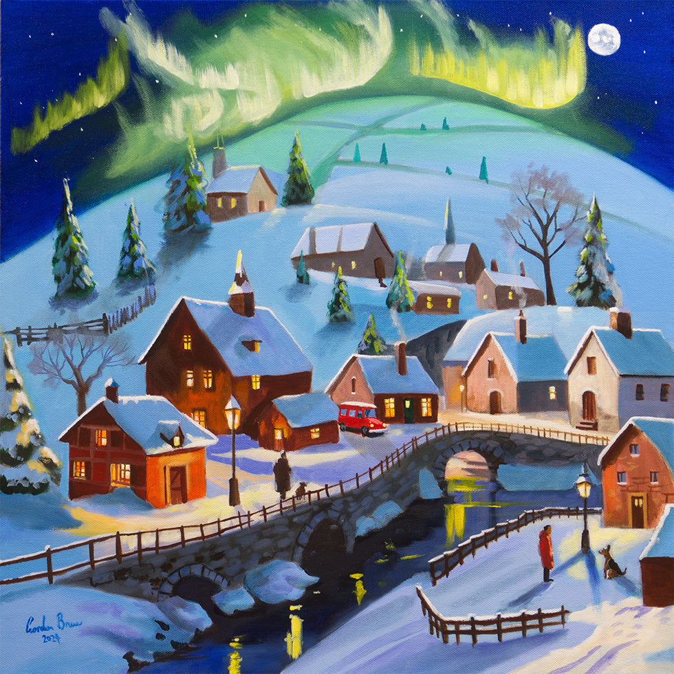 Winter Wonderland Village Under the Northern Lights Plakat