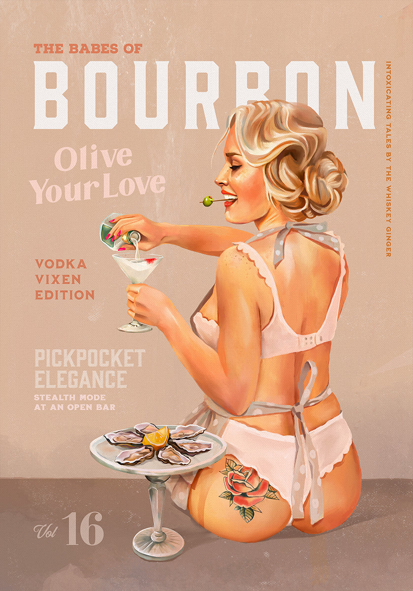 Bourbon Babe Vol 16 Vintage Vodka Martini Pin Up Girl Plakat