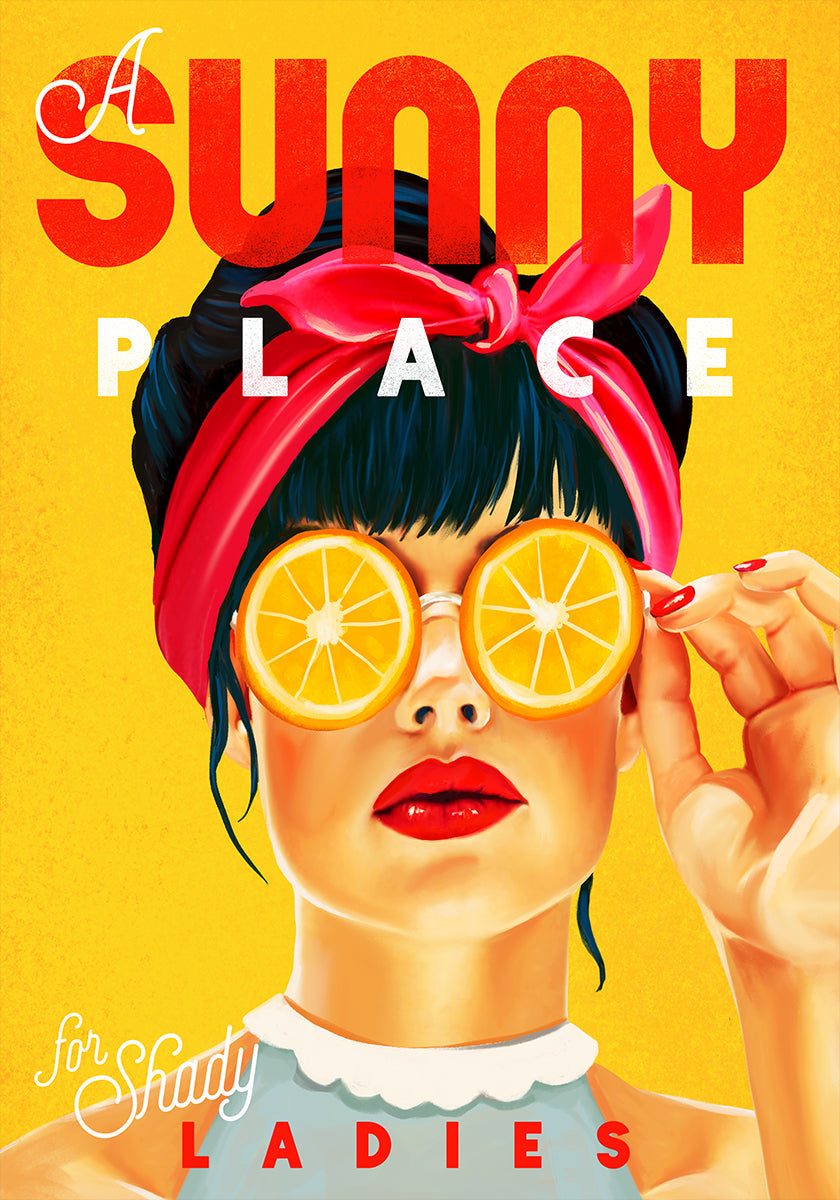 A Sunny Place For Shady Ladies Orange Pinup Art Plakat