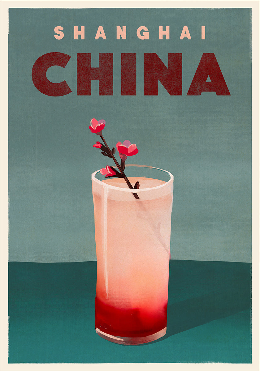 Travel Cocktail Shanghai China Plakat