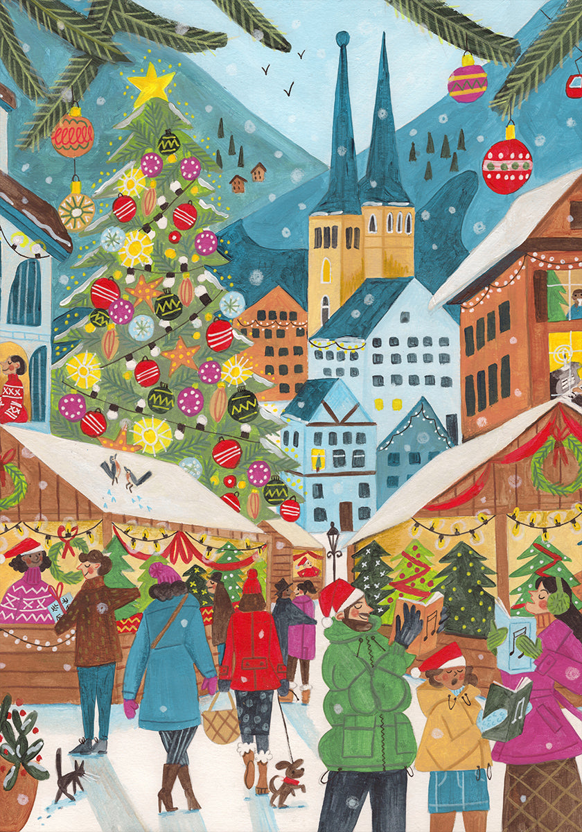 Christmas Market in the Village Plakat - Posterbox