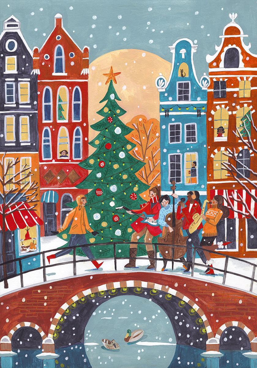 Snowfall in Amsterdam Plakat