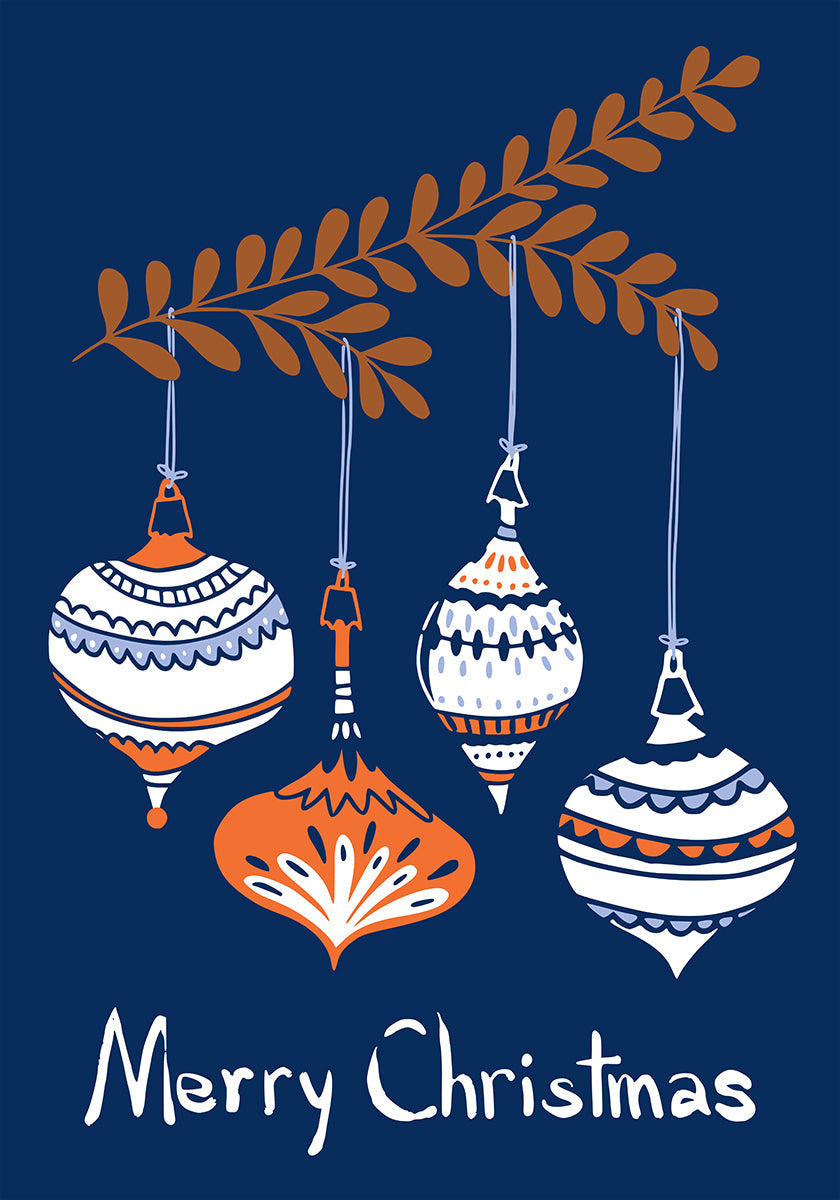 Cheerful little Christmas baubles blue Plakat