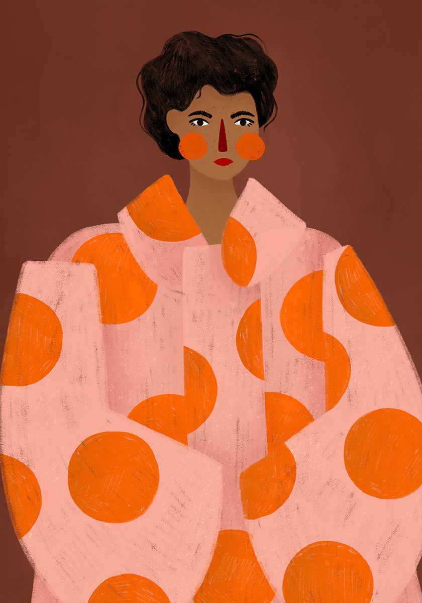Woman With Orange Dots Plakat