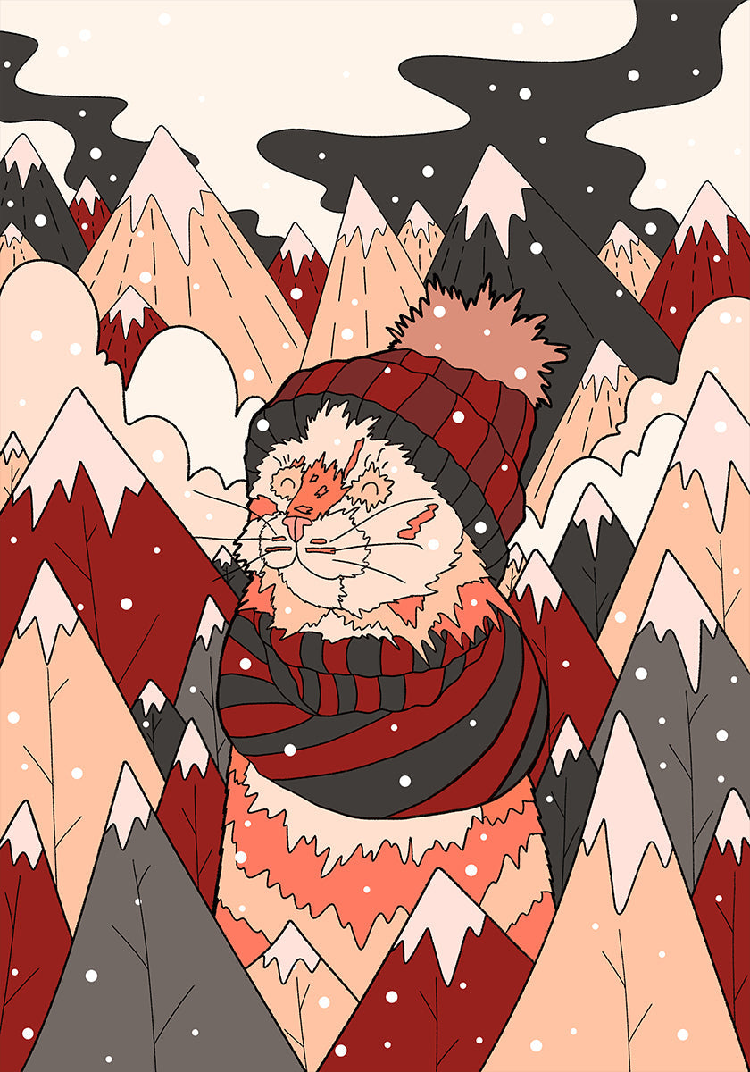 Cozy winter cat Plakat