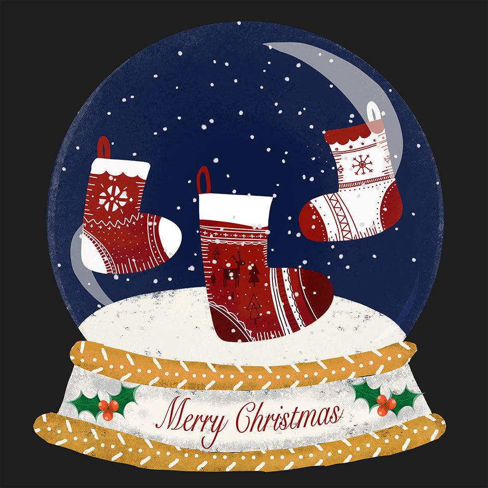 Christmas Stocking Snow Globe - Merry Christmas Plakat