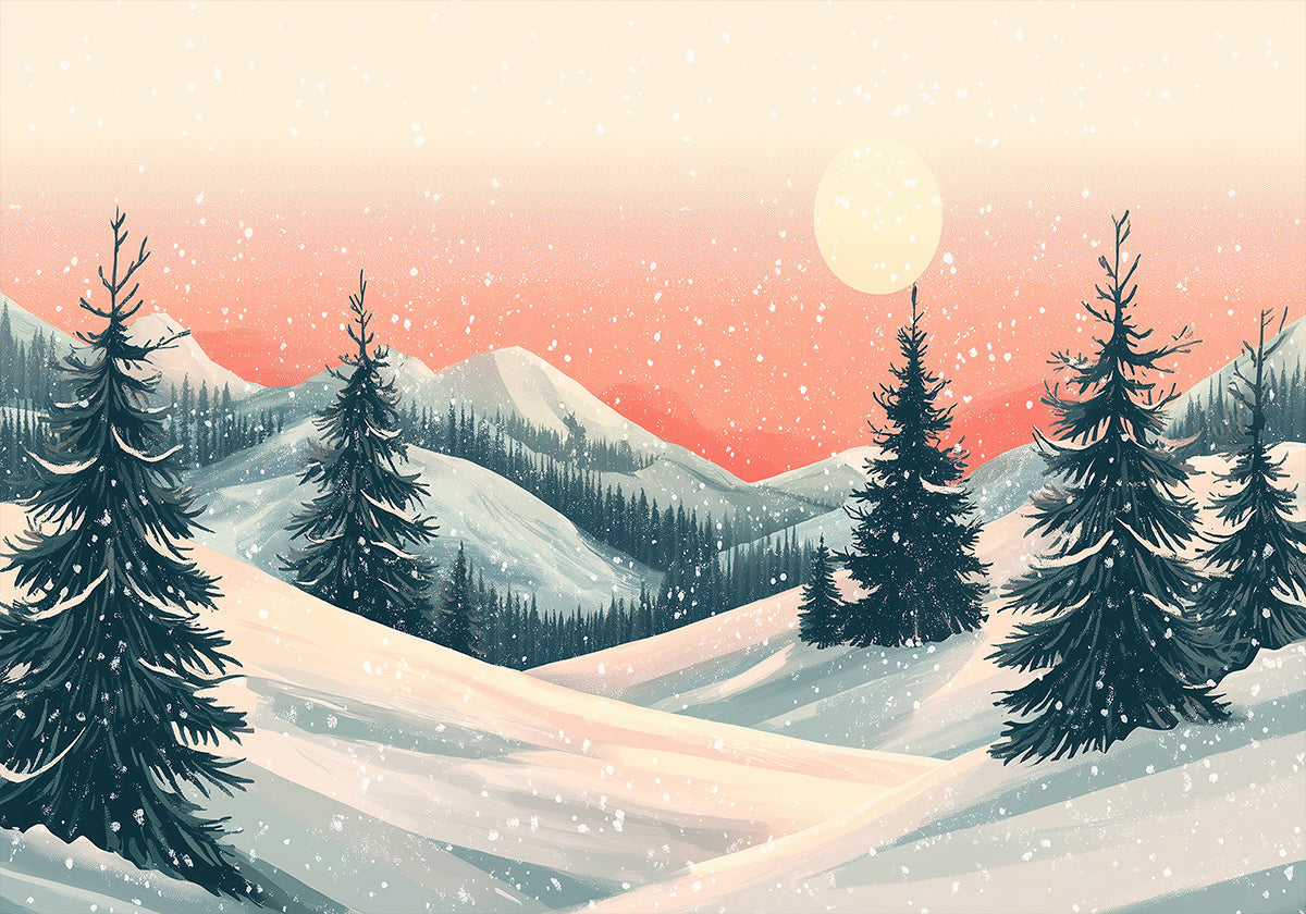 Snowy Winter Christmas Landscape Plakat