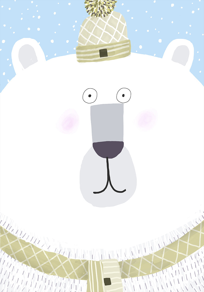 Polar Bear with Winter Hat and Scarf by Carla Daly Plakat