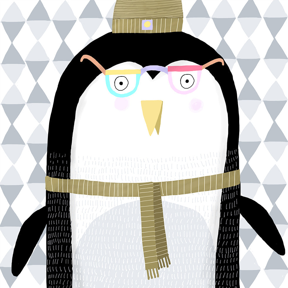 Cute Penguin With Wooly Hat By Artist Carla Daly Plakat