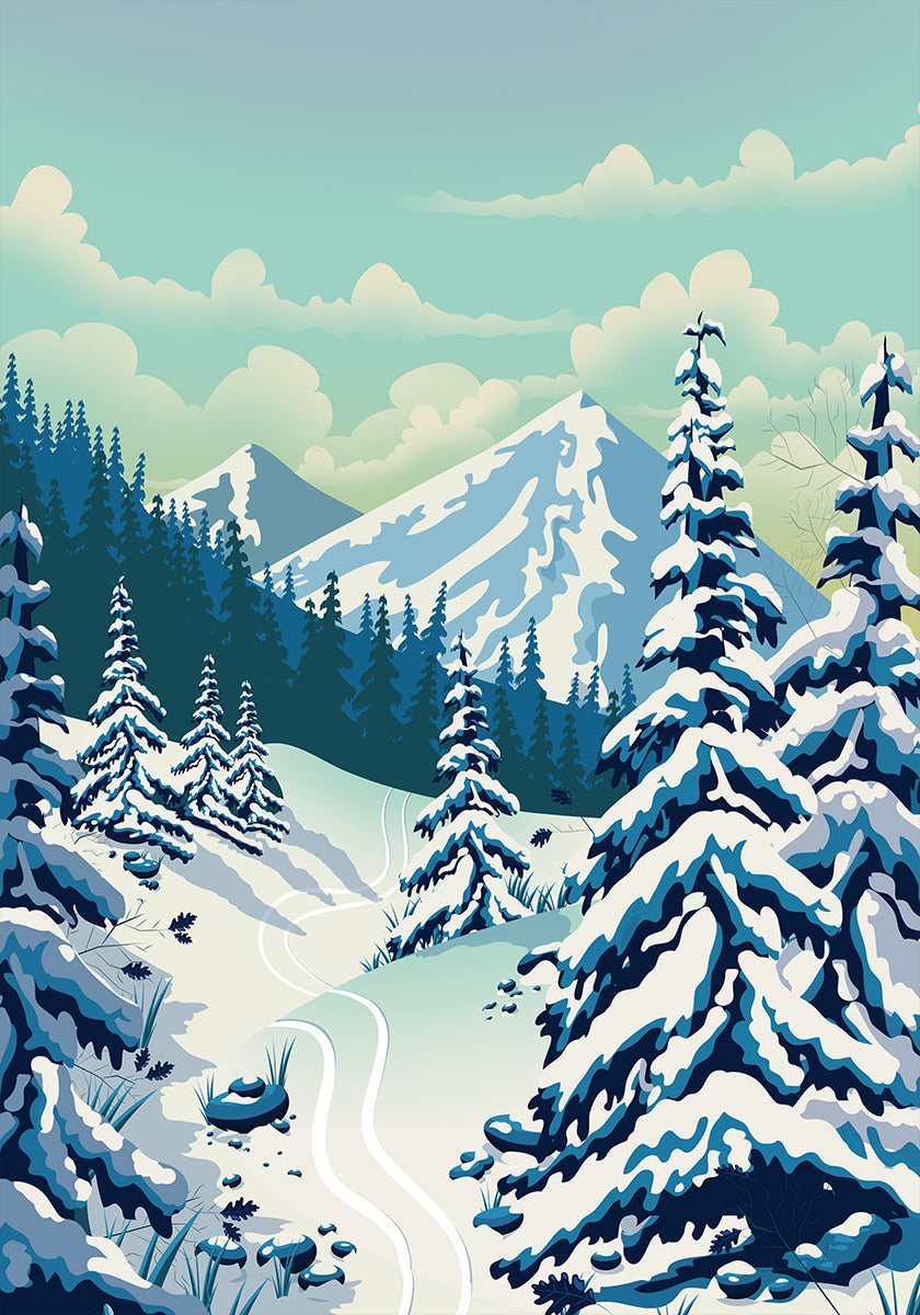 Skiing Landscape Plakat
